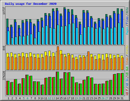 Daily usage for December 2020